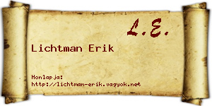 Lichtman Erik névjegykártya
